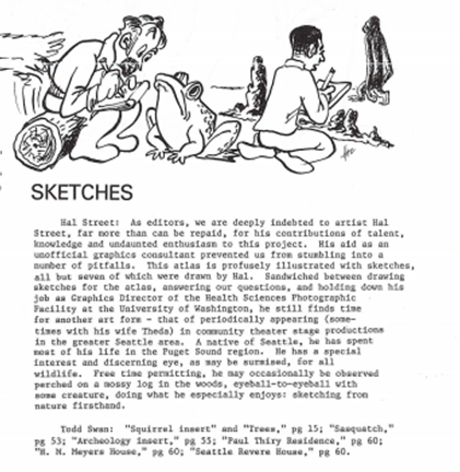 Washington Environmental Atlas 1975 Drawing wildlife Sasquatch